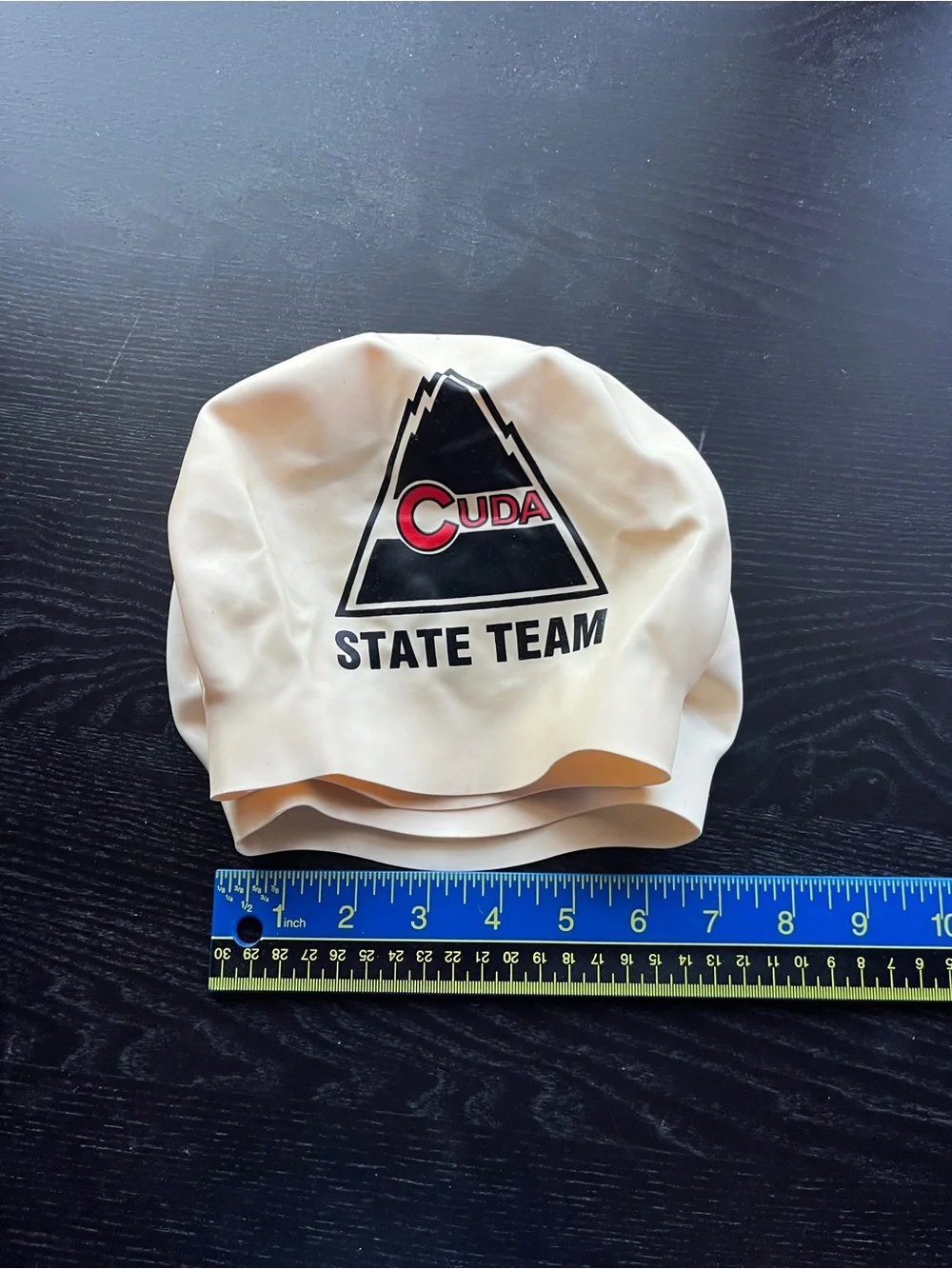 CUDA State Team Silicone Swim Caps Lot of 2 Cream White Swimwear Flat 7